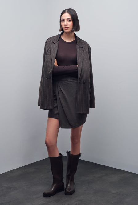 CASSIA JACKET – Chocolate Brown Stripe