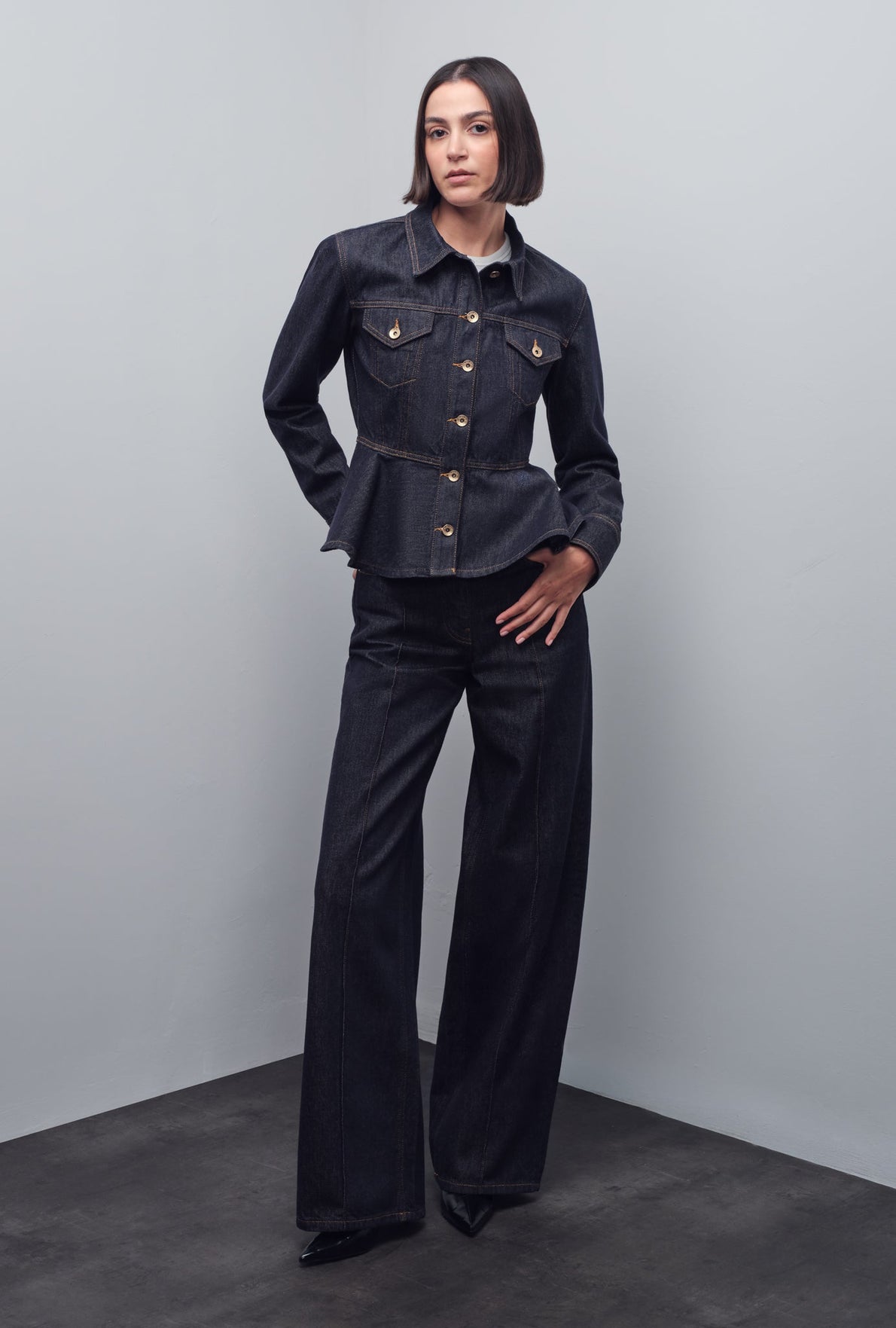 DELINA PEPLUM DENIM JACKET