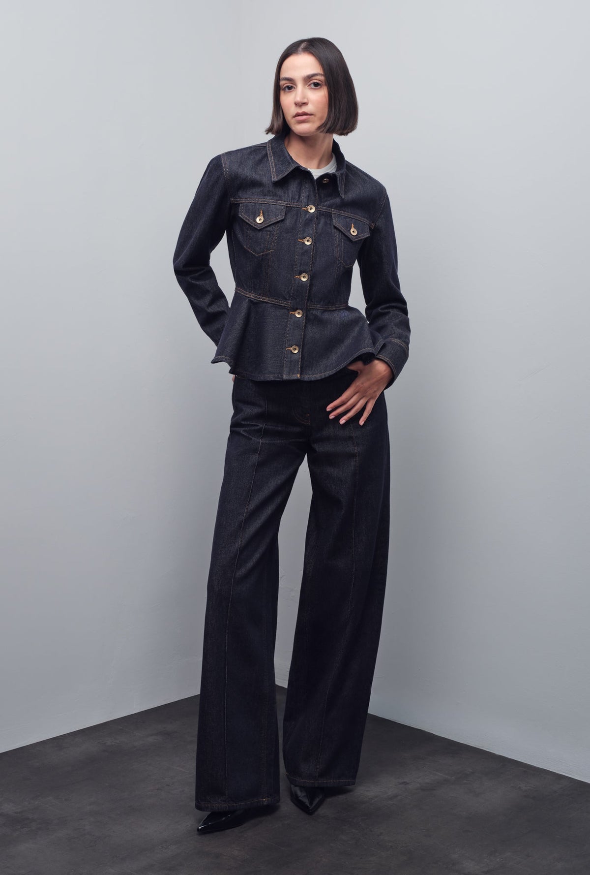 DELINA PEPLUM DENIM JACKET