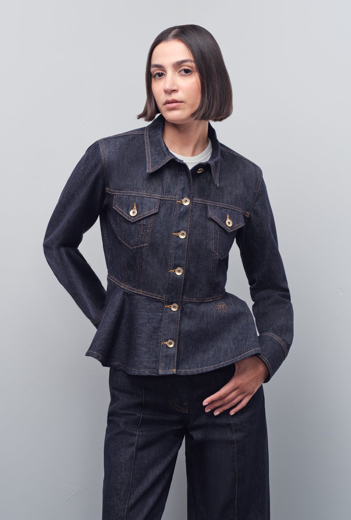 DELINA PEPLUM DENIM JACKET