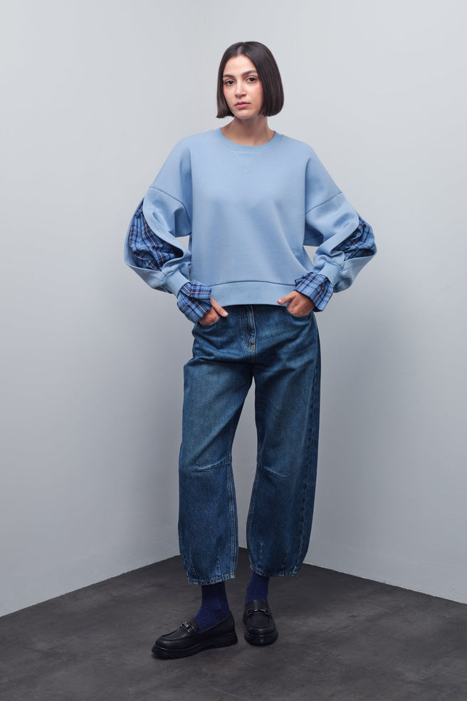 DOVIA RAW-EDGE DENIM PANTS