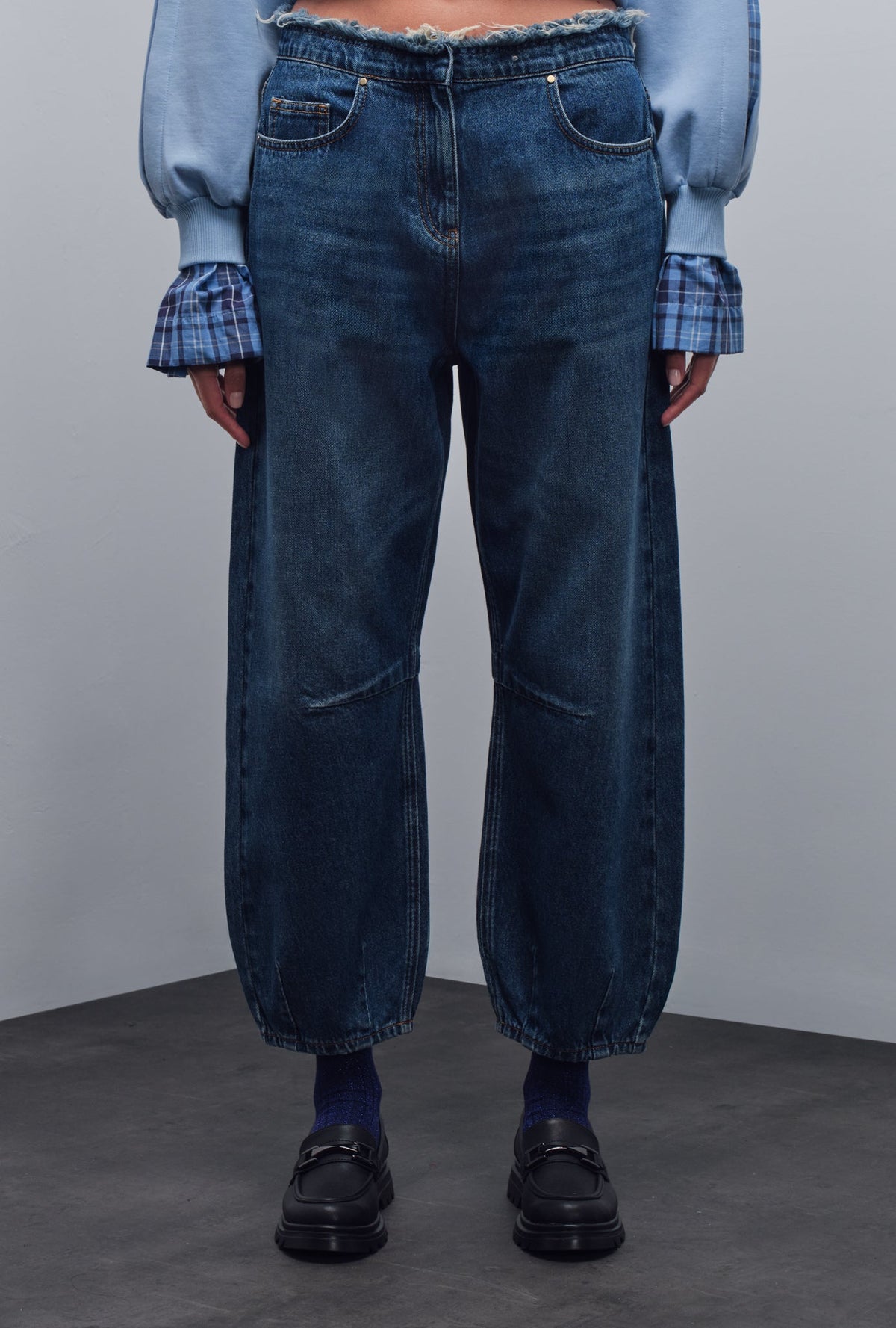 DOVIA RAW-EDGE DENIM PANTS