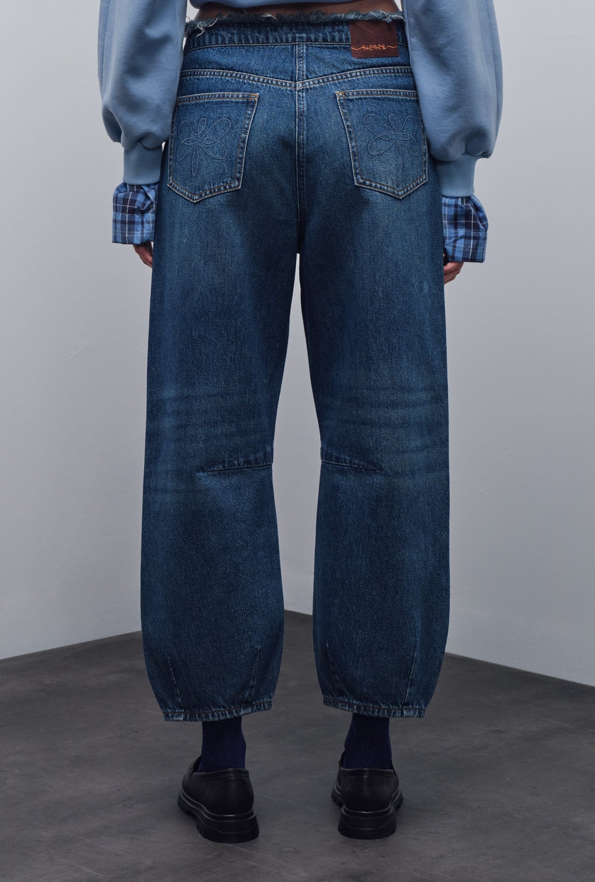 DOVIA RAW-EDGE DENIM PANTS