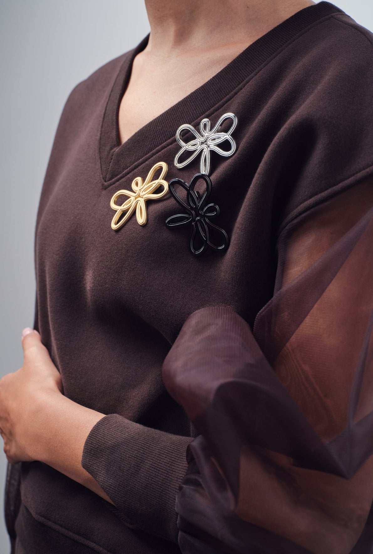SESIA ORGANZA-SLEEVE SWEATSHIRT