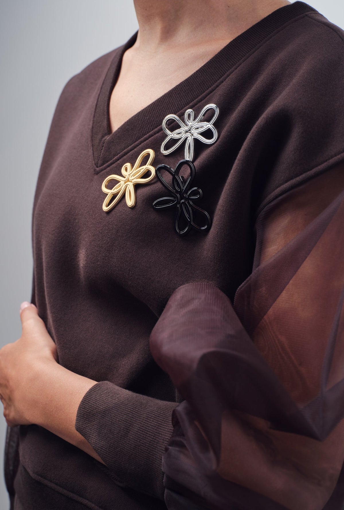 SESIA ORGANZA-SLEEVE SWEATSHIRT