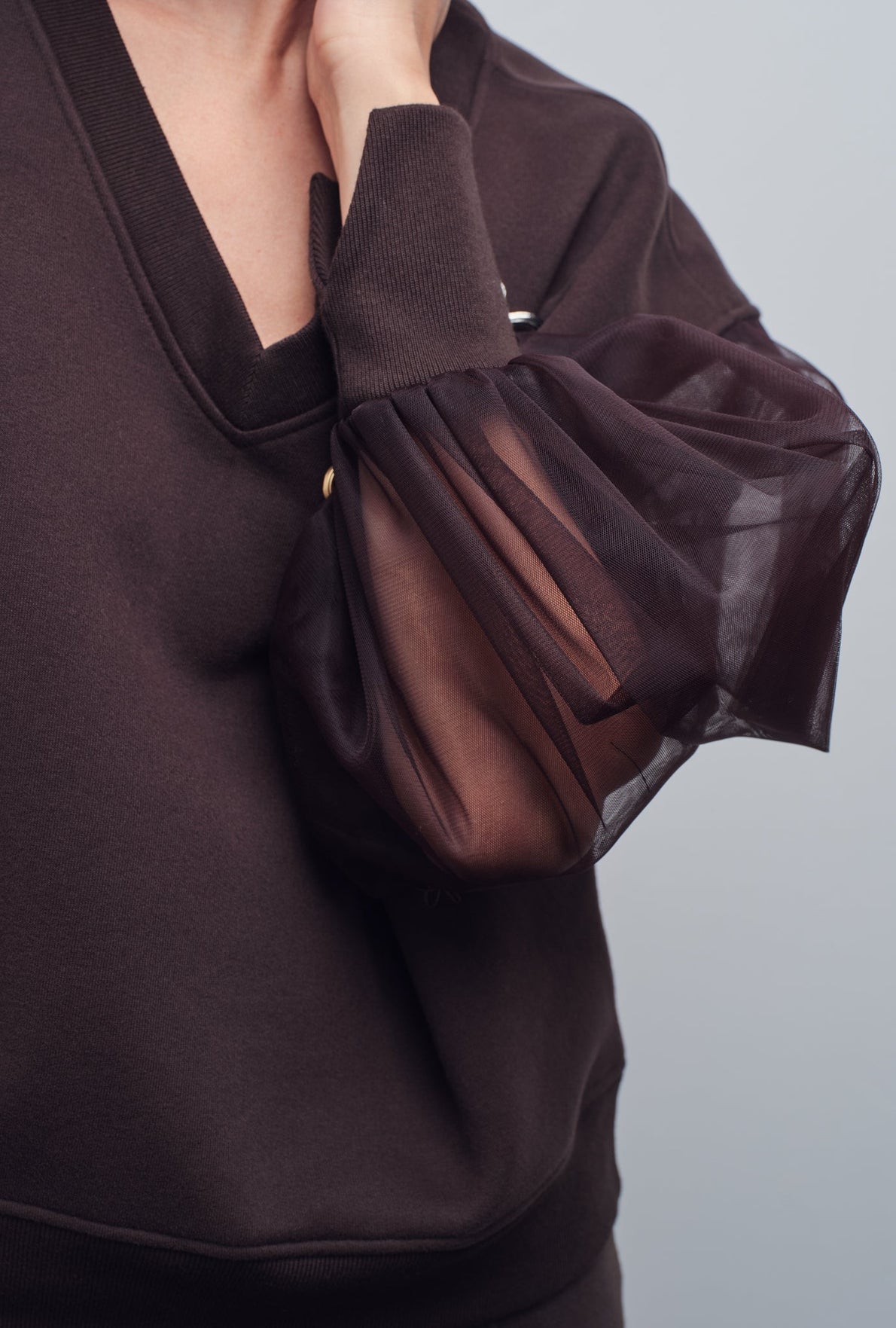 SESIA ORGANZA-SLEEVE SWEATSHIRT
