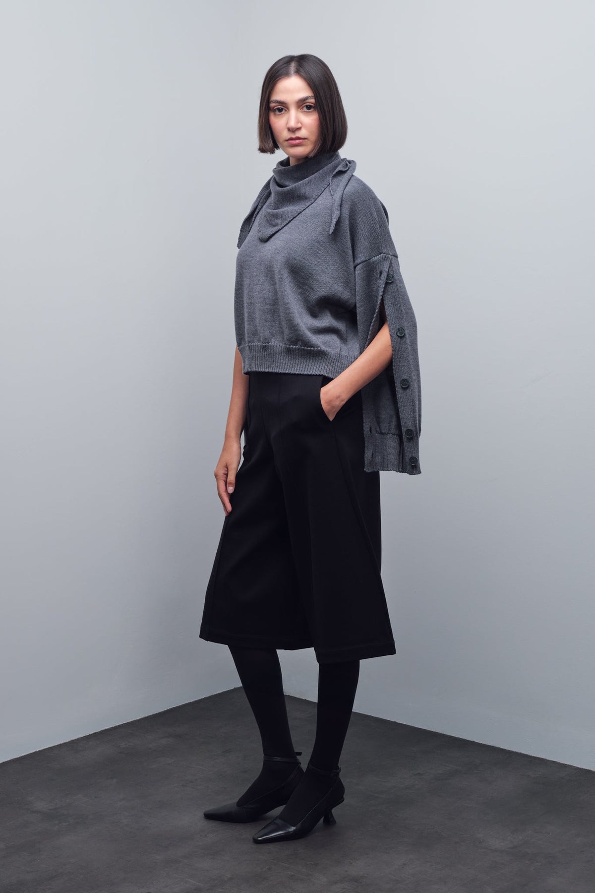 TREVA BUTTON-SLEEVE KNITWEAR