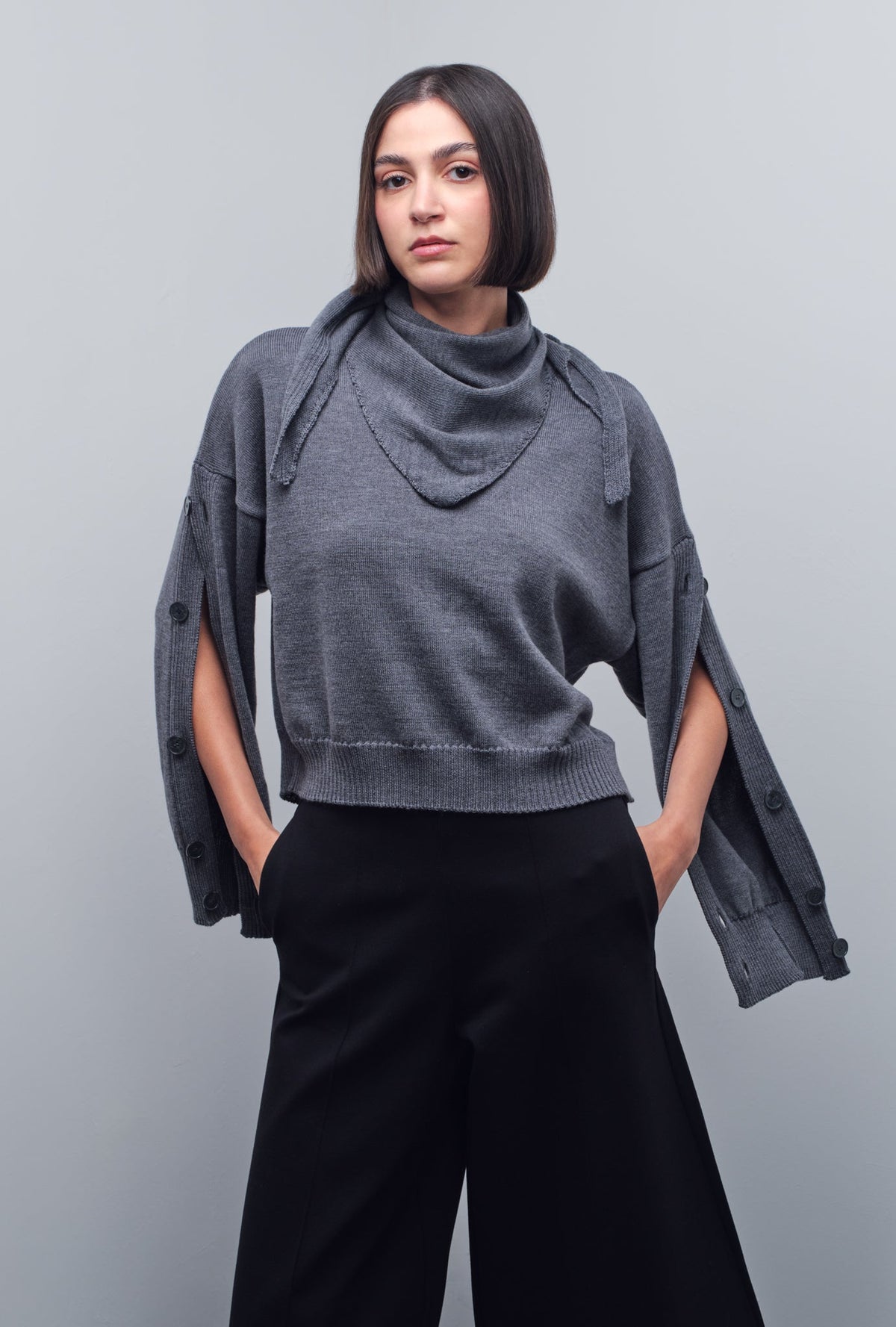 TREVA BUTTON-SLEEVE KNITWEAR
