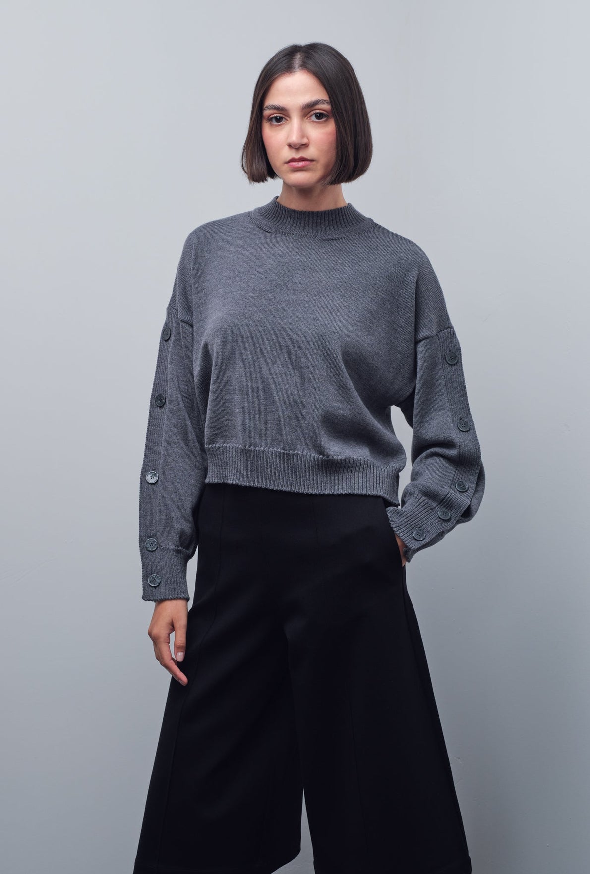 TREVA BUTTON-SLEEVE KNITWEAR