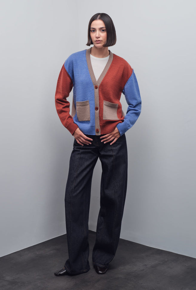 TRIELLE COLOR-BLOCK CARDIGAN
