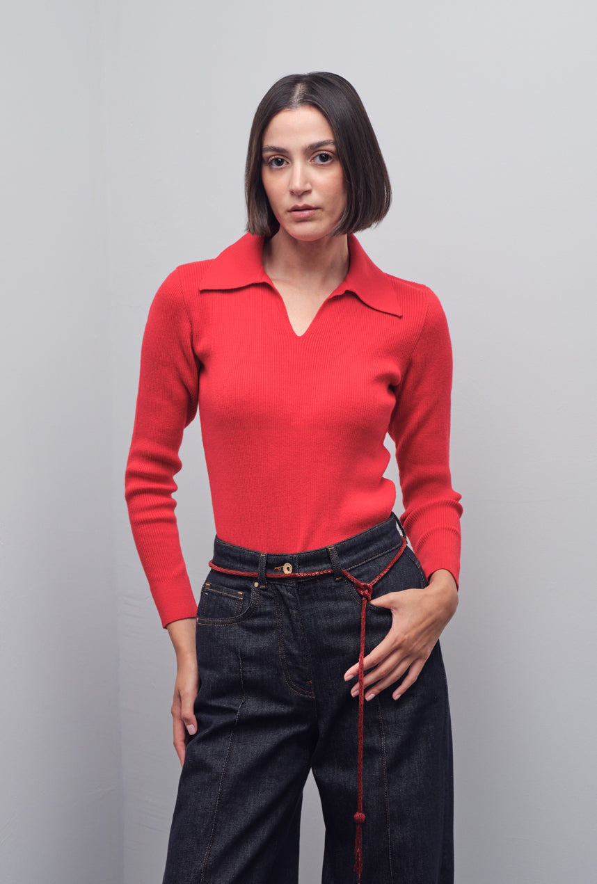 TRINA POLO KNIT TOP